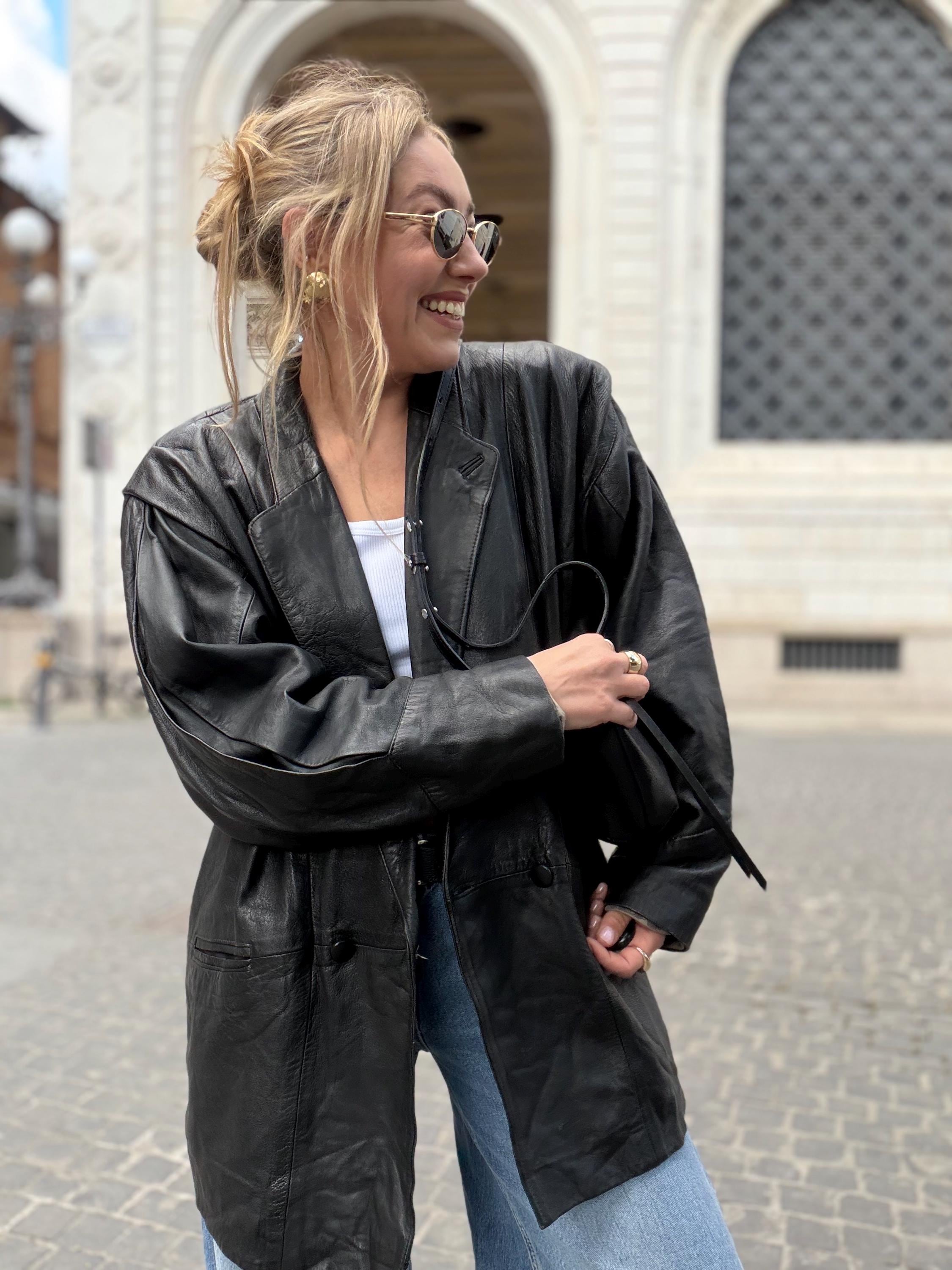Vintage Leather Puffy Sleeve Jacket - Etsy