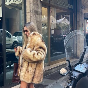 Vintage fur Coat Natural fur jacket winter outfit beige fur for woman gift for her mob wife style beige gold fox mink