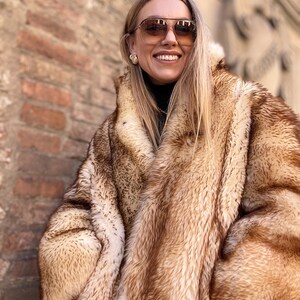 Vintage fur Coat Natural fur jacket winter outfit beige fur for woman gift for her mob wife style beige gold fox mink teddy