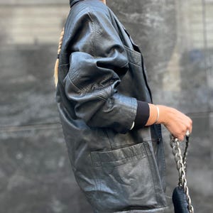Black leather blazer vintage jacket