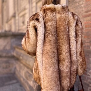 Vintage fur Coat Natural fur jacket winter outfit beige fur for woman gift for her mob wife style beige gold fox mink