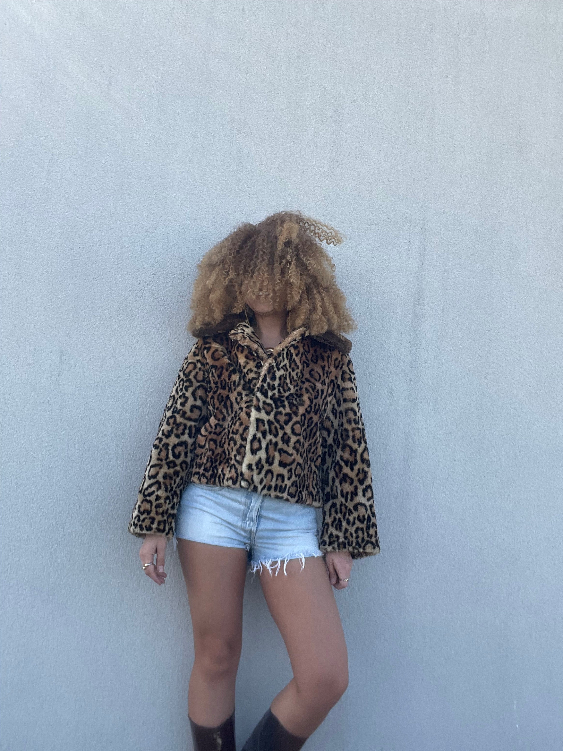 Unique Leopard Fur Luxury Vintage Jacket Short Retro