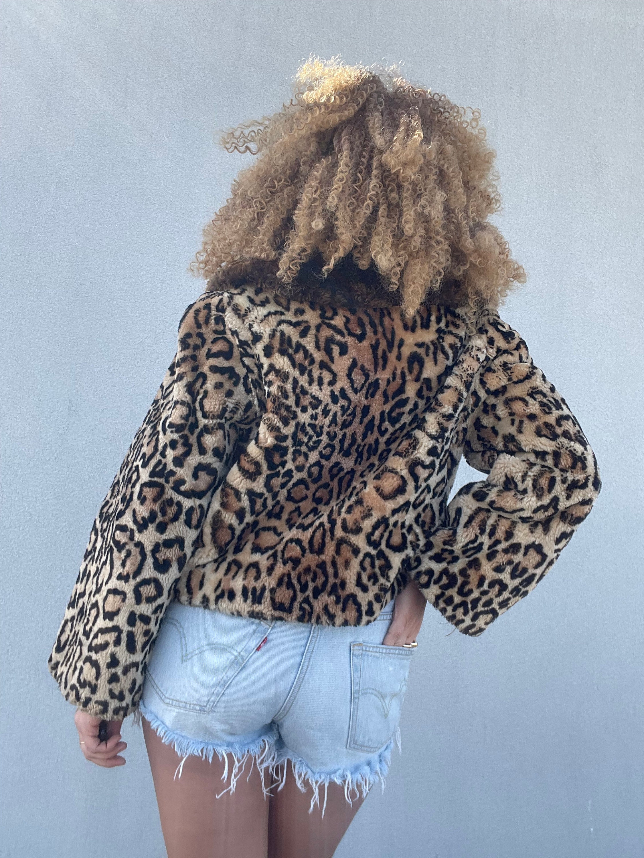 【Cor】NO ROMANCE Punk Suede Leopard Reversible Eco Fur Coat Vintage Y2K Bernardo Leopard Cheetah Print Faux Fur Coat