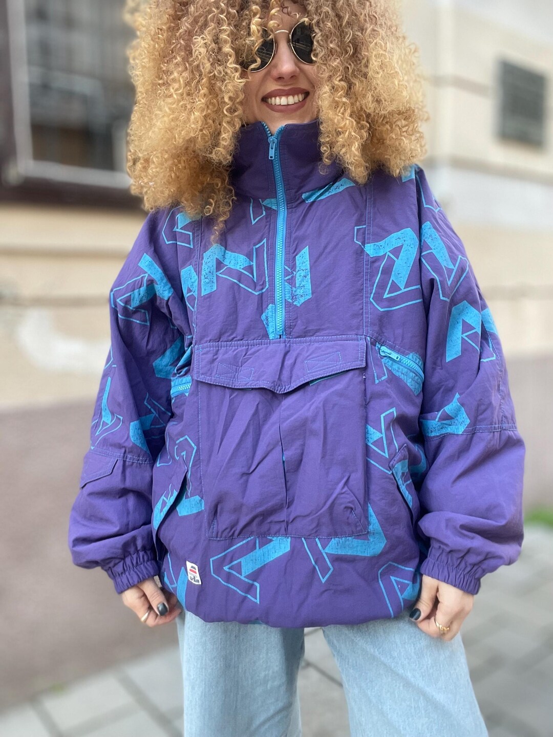 ジャケット・アウター 1990s Vintage Super Long Design Coat Vintage 90s Windbreaker Jacket Mens Medium 1/4 Zip Pullover