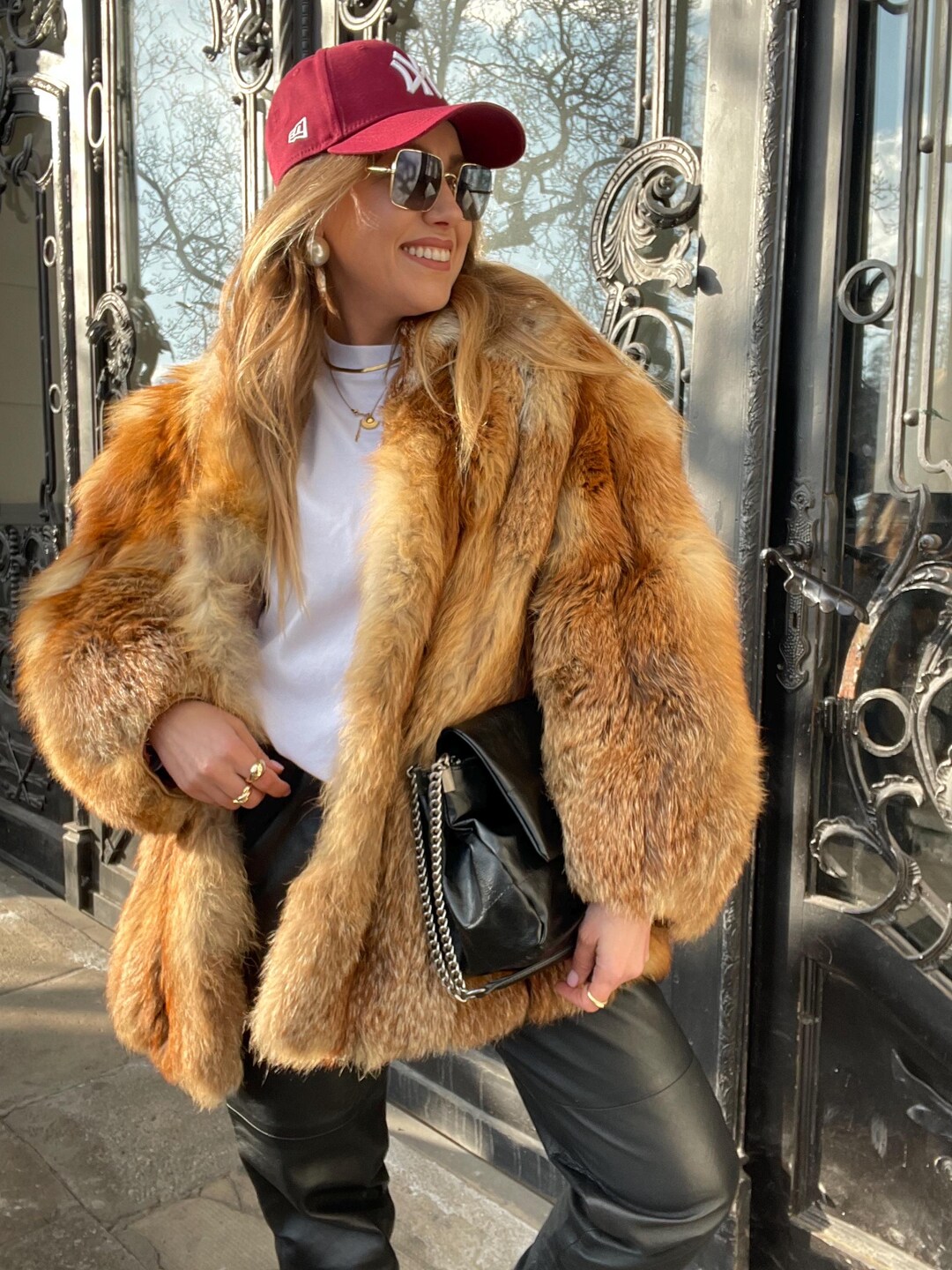 Vintage Real Fox Fur Genuine Fur Red Fox Gold Woman Luxury Old