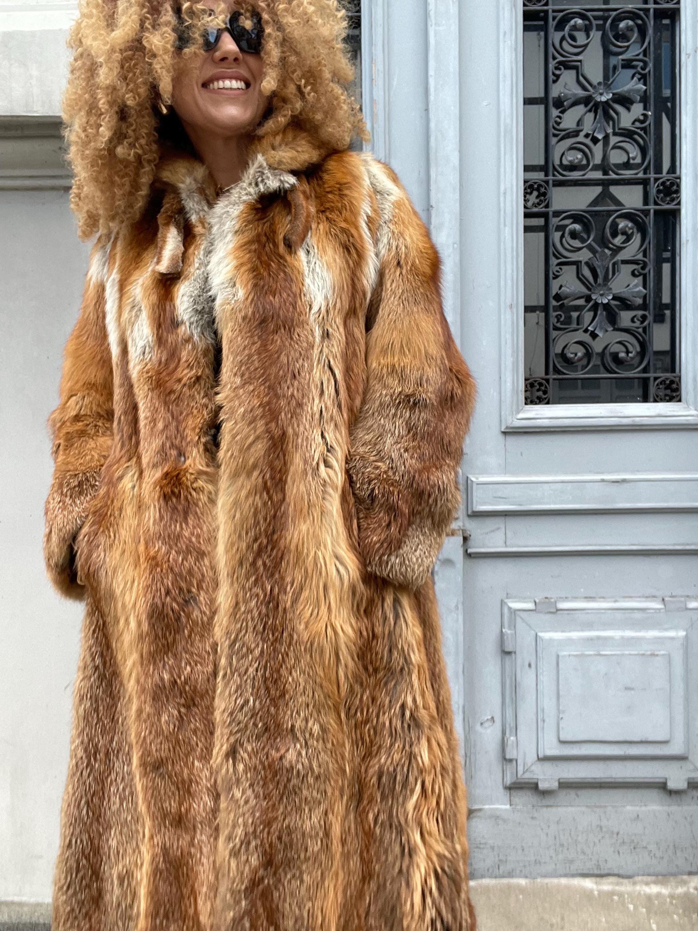 Naturalne prawdziwe futro Lis z lisa red fox fur ヴィンテージ mob