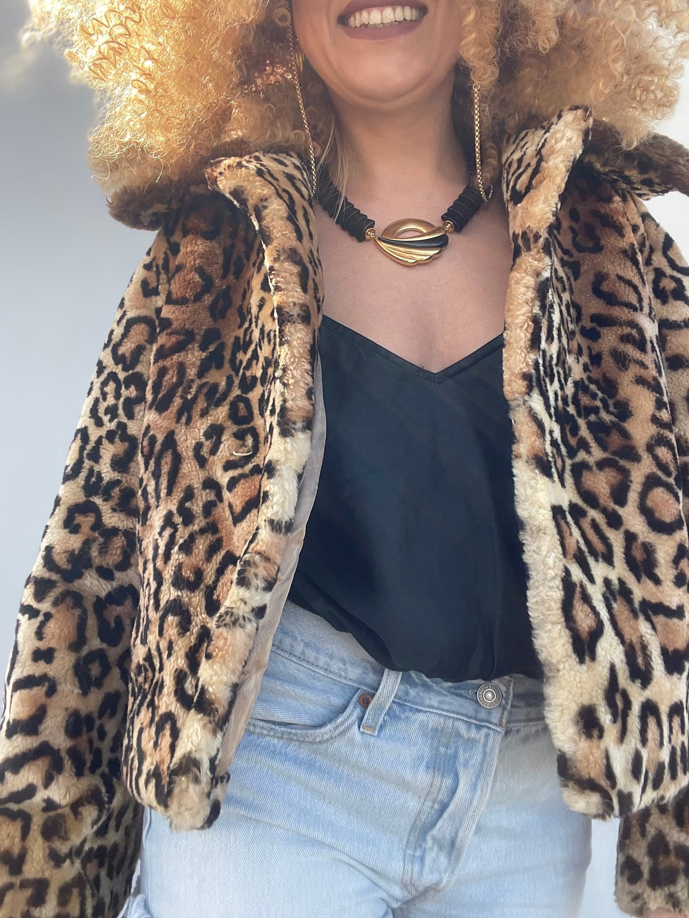 【Cor】NO ROMANCE Punk Suede Leopard Reversible Eco Fur Coat Vintage Y2K Bernardo Leopard Cheetah Print Faux Fur Coat