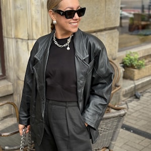 Black leather blazer vintage jacket