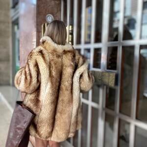 Vintage fur Coat Natural fur jacket winter outfit beige fur for woman gift for her mob wife style beige gold fox mink