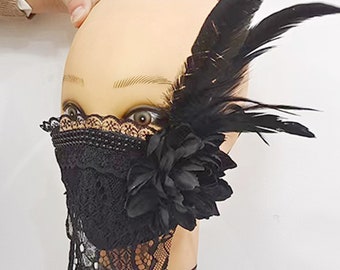 Lace Fower Feather Venetiaans masker voor Halloween kostuum cosplay gezichtsmasker oude stijl prestaties kerst schoonheidsmasker