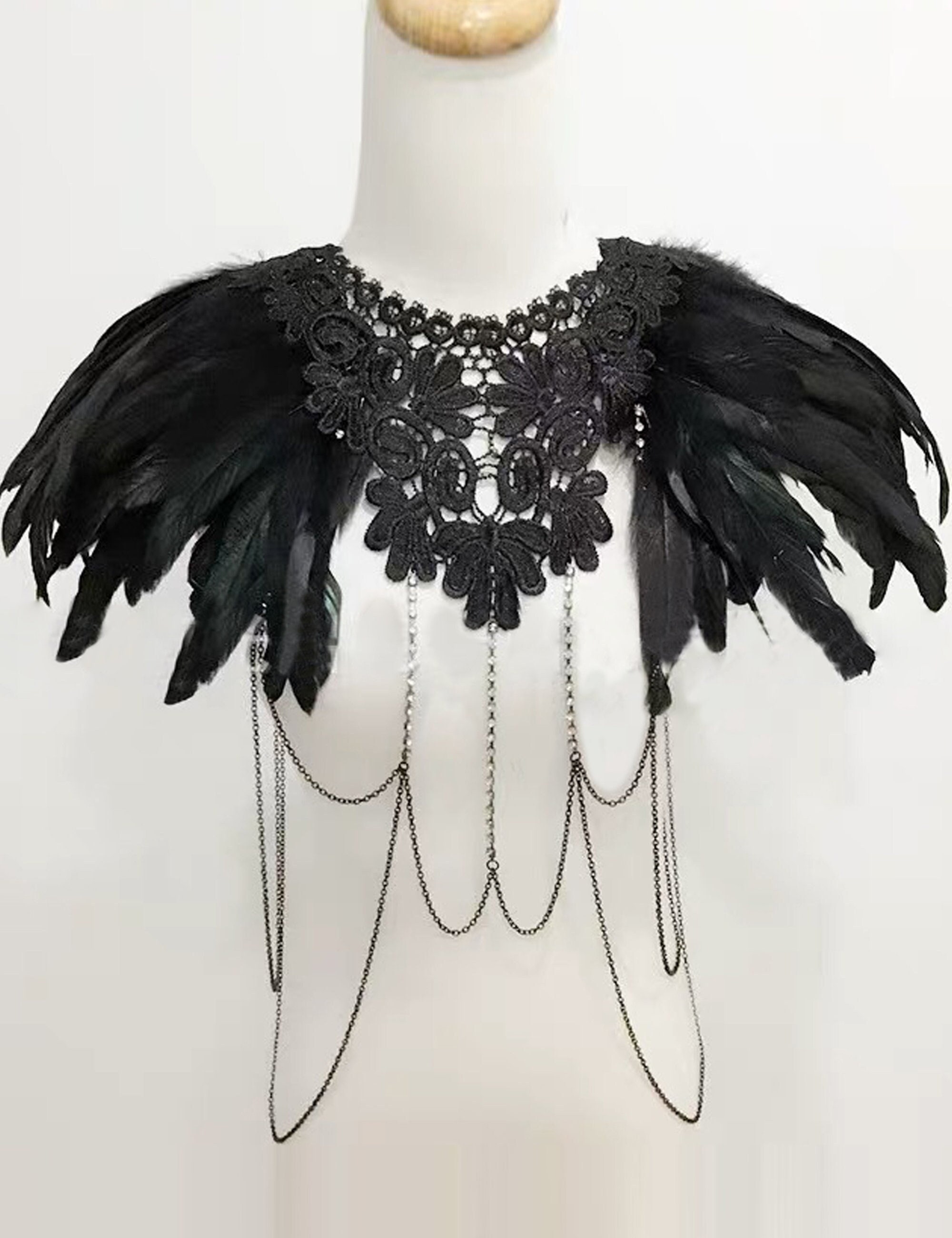Natural Black Feather Cape or Shawl Wrap Natural Shoulder Shrug Feather