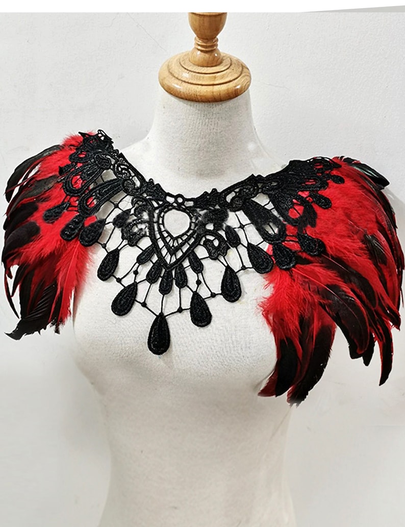 Natural Colourful Women Feather Cape or Shawl Wrap Jacket Rooster Shoulder Shrug Feather Collar Halloween Cosplay Costumes Red