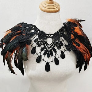 Natural Colourful Women Feather Cape or Shawl Wrap Jacket Rooster Shoulder Shrug Feather Collar Halloween Cosplay Costumes Mixed color