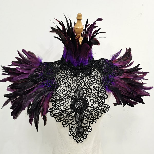 Natural Feather Cape or Shawl Wrap Jacket Rooster Shoulder Shrug Feather Collar Halloween Cosplay Costumes for Women