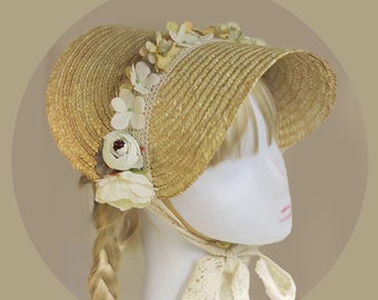 Summer Beach Flat Hats Women Bonnets Flower Decor Casual Flat-topped Top Cap Gift for Mom Daughter Girls