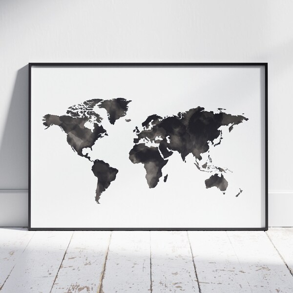 Watercolor World Map - Etsy