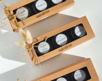 Trio Sample Box Soy Wax Candles.                         Set of 3  (2oz candles)