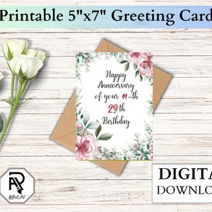 Happy Birthday Digital Printable Card, Cake card, Instant download, Cute downloadable, 5x7 Greeting card, funny, gift for her, for him, 29