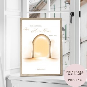 He is Risen Easter Wall Art: Christian Home Decor (PDF & PNG Download