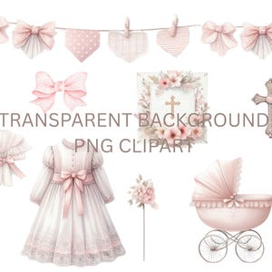 Baby Girl Christening Digital Paper Pack | Baptism Scrapbook Paper | Vintage Baby Shower Paper | Junk Journal Paper | 26 Printable Papers image 2
