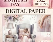Shabby Chic Mothers Day Junk Journal Paper: Shabby Chic Watercolor Design (PDF Download A4 Size) 32 illustrations