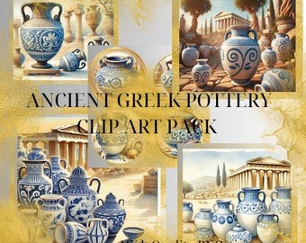 Griechische Keramik Clip Art: Antikes Vasendesign (Digitaler Download, 1500x1500 px PNG)