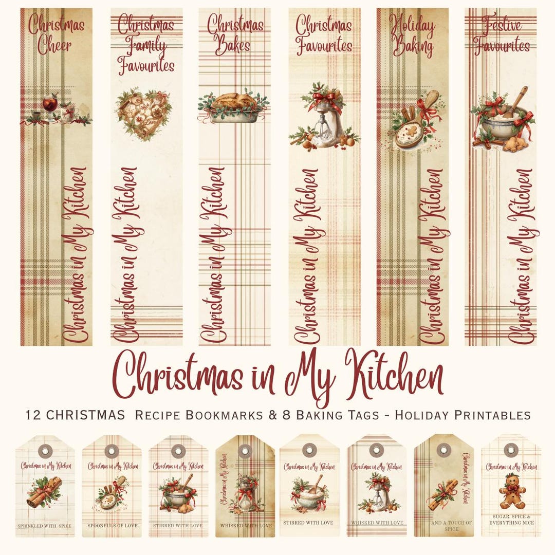 Christmas Recipe | Holiday Tags | Printable Labels | Bookmarks & Baking ...