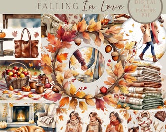 Printable Fall Paper Crafts | Fall Paper Kit | Autumn Junk Journal Papers: 32-Page Printable Pages (PDF Download)