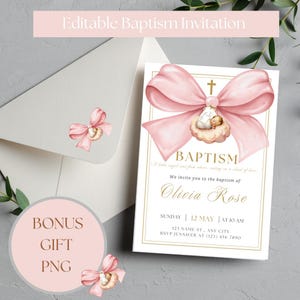 Invito modificabile / Invito stampabile / Invito per battesimo di bambina / Tema per bambina con nuvole / Biglietto di battesimo modificabile per bambina / Invito per bambina