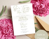 Editable Bridal Shower Invite | Printable Digital Invitation |Tying the Knot Bridal Shower Invitation: Minimalist Canva Template