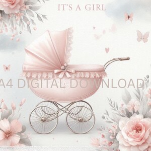 Baby Girl Christening Digital Paper Pack | Baptism Scrapbook Paper | Vintage Baby Shower Paper | Junk Journal Paper | 26 Printable Papers image 6