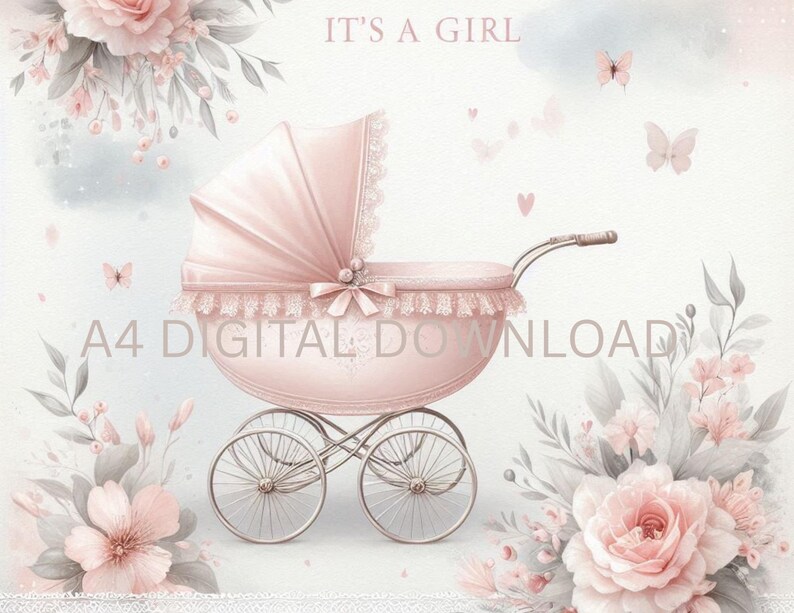 Baby Girl Christening Digital Paper Pack | Baptism Scrapbook Paper | Vintage Baby Shower Paper | Junk Journal Paper | 26 Printable Papers image 6