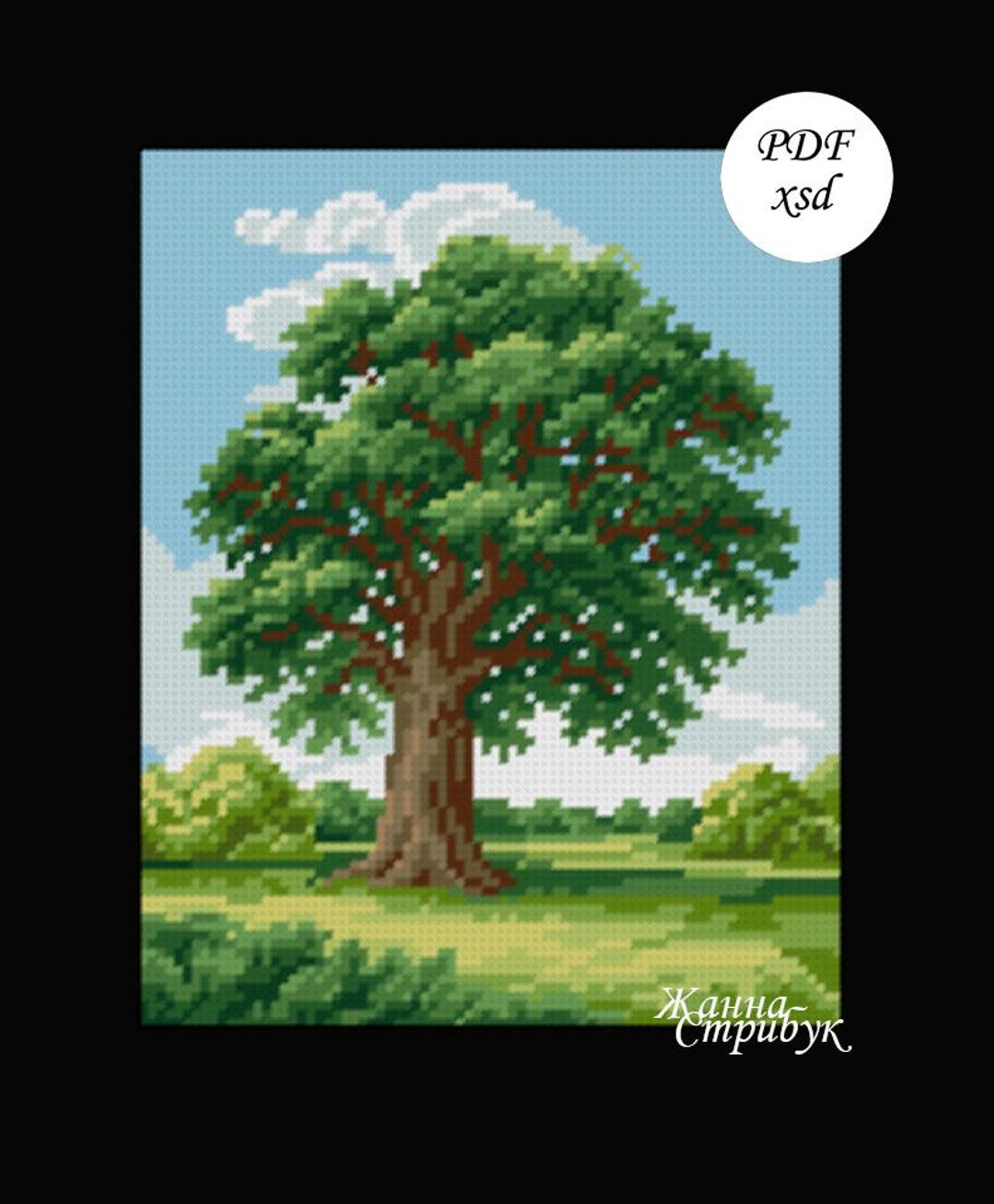 180126 Cross Stitch Pattern Tree Paysage PDF Xsd - Etsy