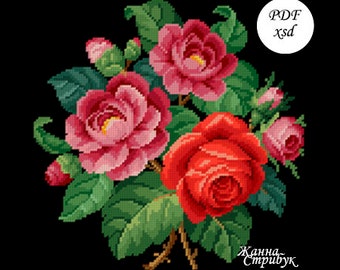 rose cross stitch pattern Berlinwoolwork PDF xsd