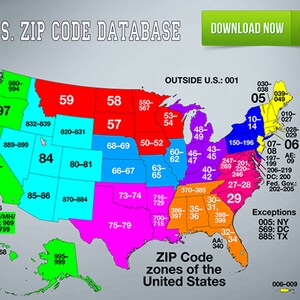 Base de données des codes postaux des États-Unis
