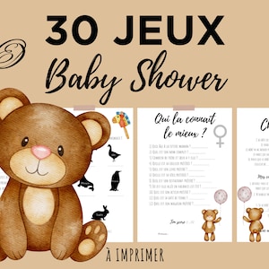 30 Baby Shower games Bears and children's games - in French to print, to animate baby prenatal party - instant download