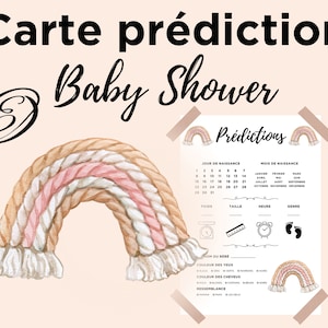 Baby Shower and Gender Reveal baby rainbow prediction card, baby prognosis card in French to print, instant download