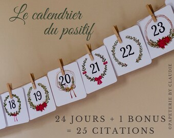 Calendrier de l'avent citations positif - LIVRÉ CHEZ VOUS - 24 cartes citations positives - à découvrir en famille ou à offrir