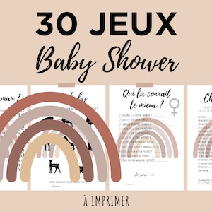30 gier na Baby Shower i zajęcia tematyczne Rainbow, Baby Shower Rainbow – w języku francuskim do wydrukowania i natychmiastowego pobrania