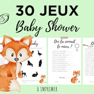 30 "Fox" Baby Shower games and activities - in French to print, to animate baby's prenatal party - instant download