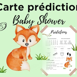 Baby Shower and Gender Reveal Fox prediction card, baby prediction card in French to print, immediate download