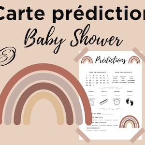 Baby Shower and Gender Reveal baby rainbow prediction card, baby prognosis card in French to print, instant download