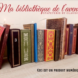 Calendrier de l'avent bibliothèque en PDF 24 livres à imprimer et remplir calendrier de l'avent personnalisable DIY de l'avent image 1