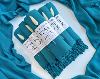 Petrol Blue Pashmina Shawl: Personalized Wedding Guest Favor