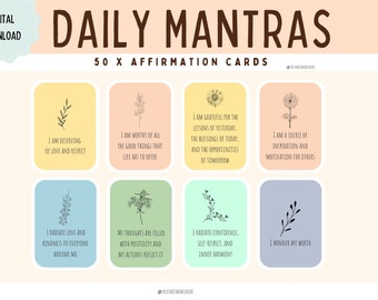 Daily Affirmation Cards | Positive Quote Flash cards | Affirmations Cards| Self esteem, confidence| Self-care | Self love | Mindfulness