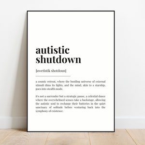 Autistic Shutdown Definition Print | | autism acceptance wall art | definition print | neurodivergent print | neurodiversity