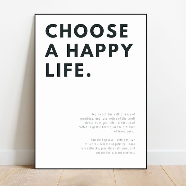 Choose a Happy Life Print | Quote Print | Home Decor | Self Care Wall Prints | Wall Art | Typography Print | Quote Print | Sage Green