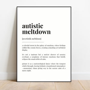 Autistic Meltdown Definition Print | | autism acceptance wall art | definition print | neurodivergent print | neurodiversity