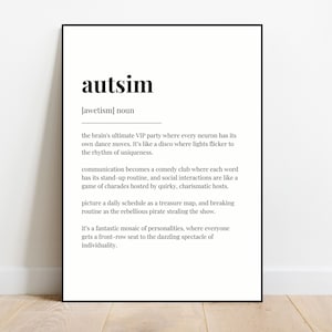 Impresión de definición de autismo / cartel de autismo creativo / arte de pared de aceptación del autismo / impresión de definición / impresión neurodivergente / neurodiversidad