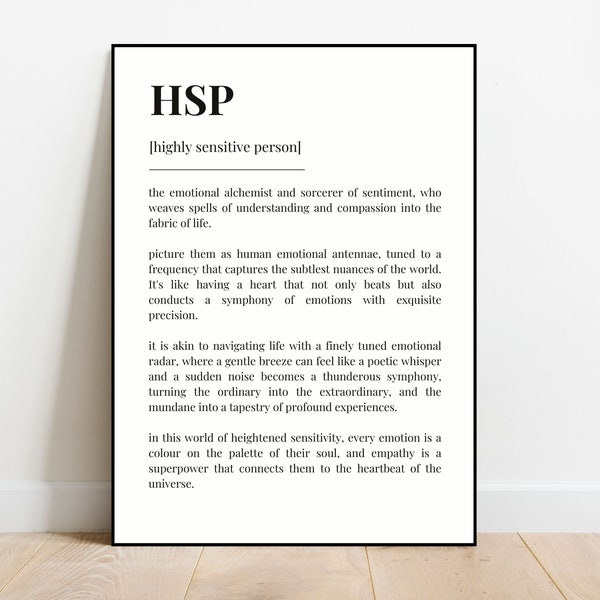 Highly Sensitive Person Definition Print | HSP definition print | neurodivergent print | neurodiversity | home office bedroom decor